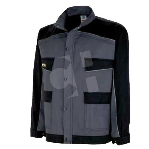 CHAQUETA CANVAS GRIS-NEGRO