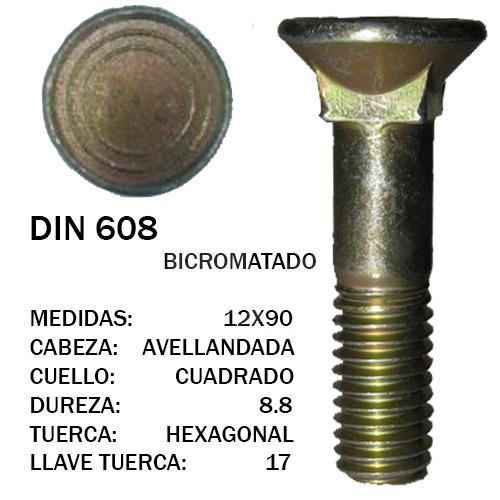 TORNILLO DIN 608 12x90 BICROMATADO 8.8