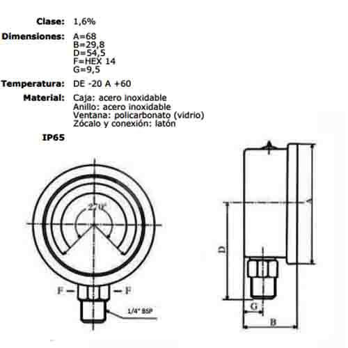 VACUOMETRO DN63 GLICERINA 1/4 BSP -1-0