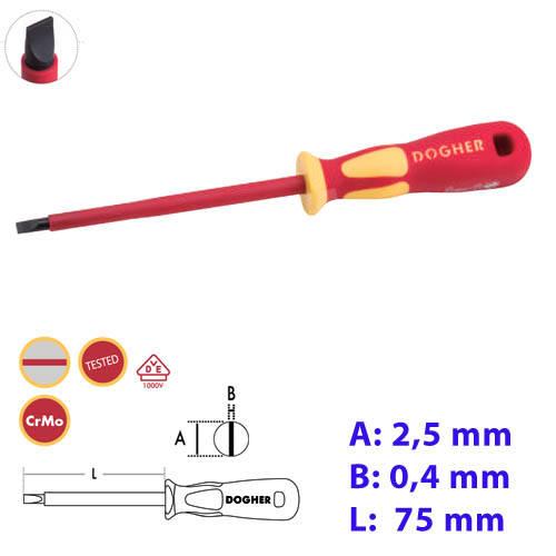 DESTORNILLADOR AISLADO  B RECTA 2,5X75