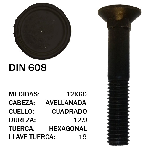 TORNILLO 12X60 DUREZA 12,9